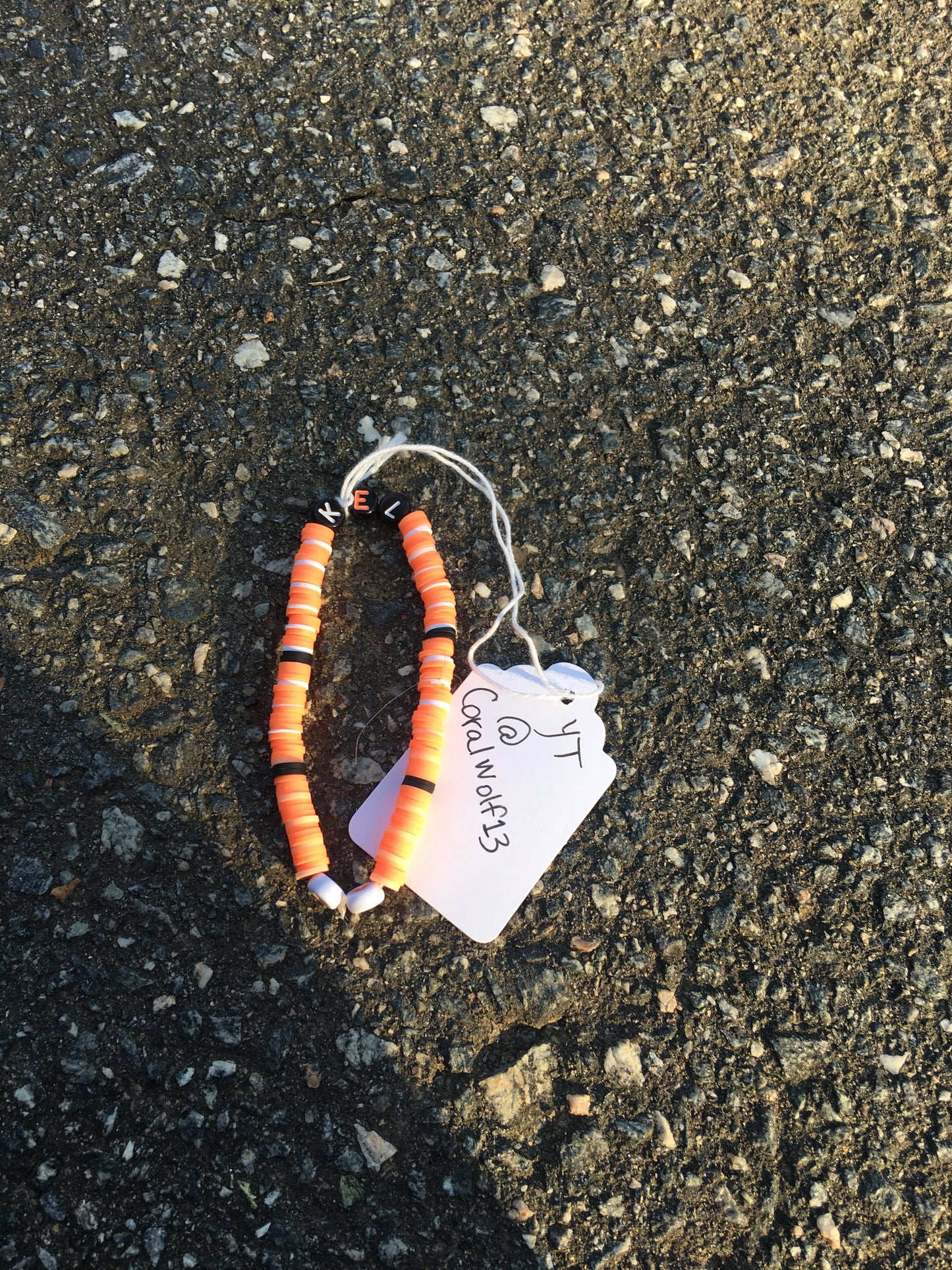 Orange, Black, & White Clay Bracelet