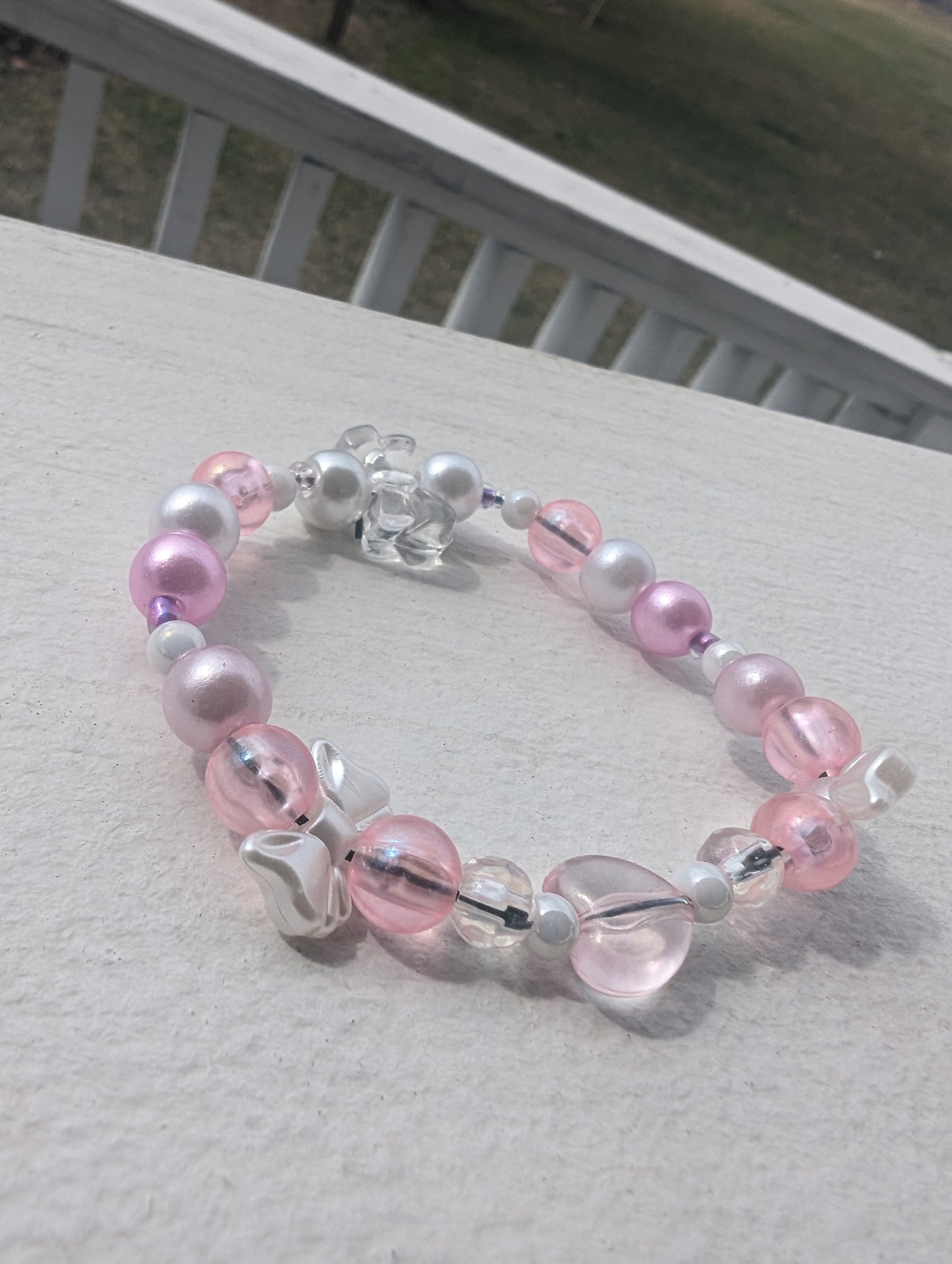 Pink Beads & White Bows