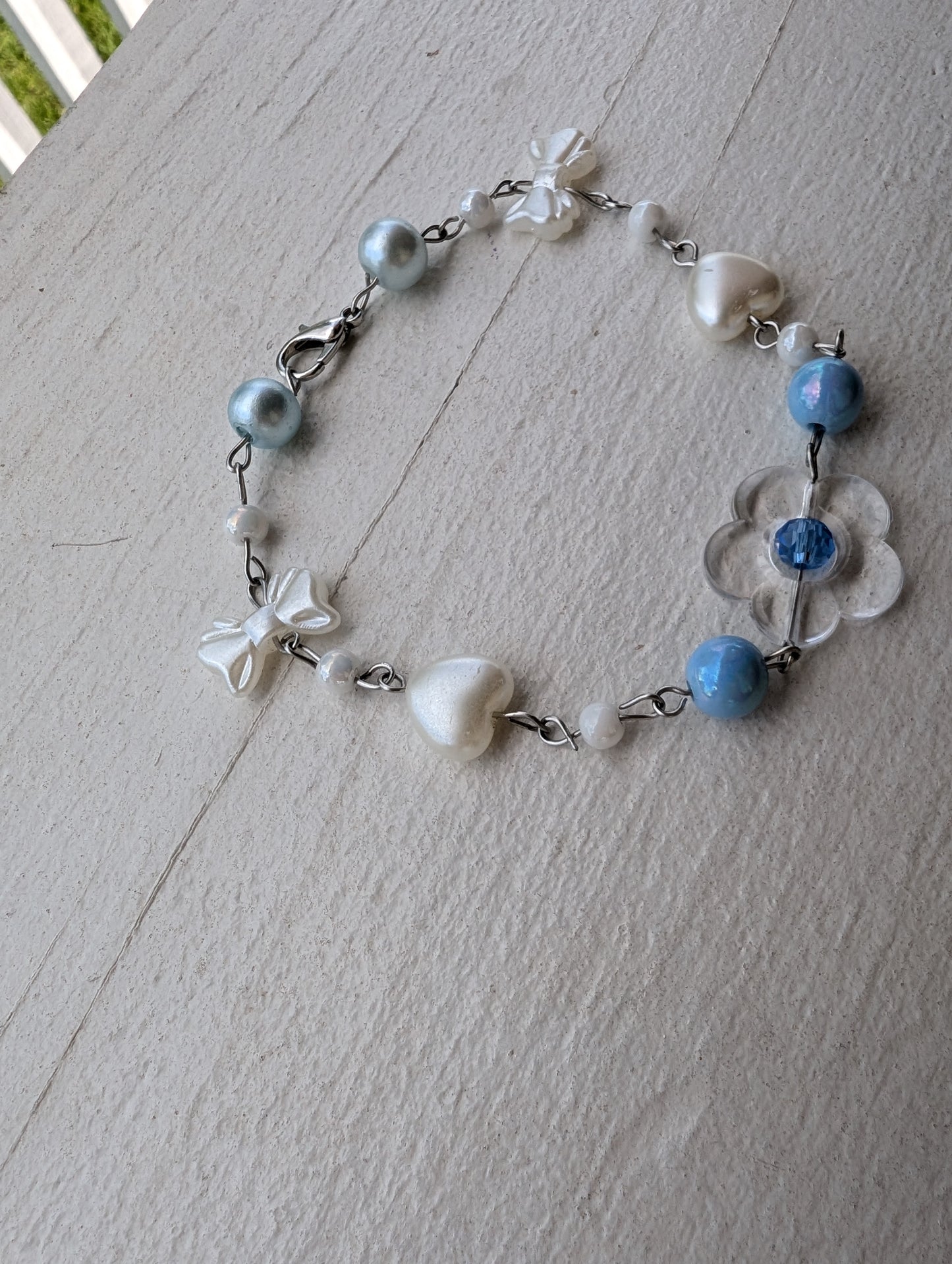 Clear Flower w/ Blue Bead