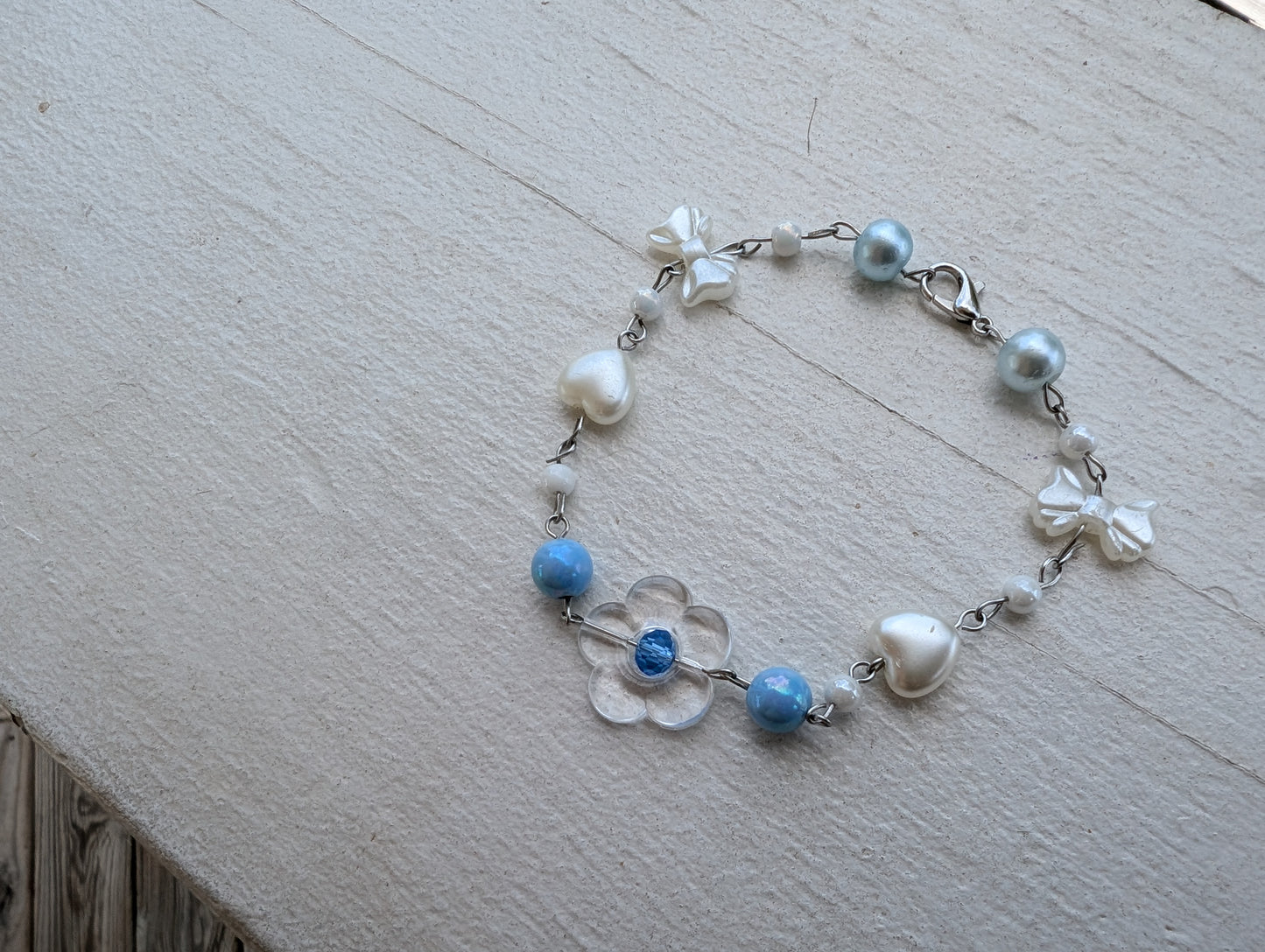 Clear Flower w/ Blue Bead