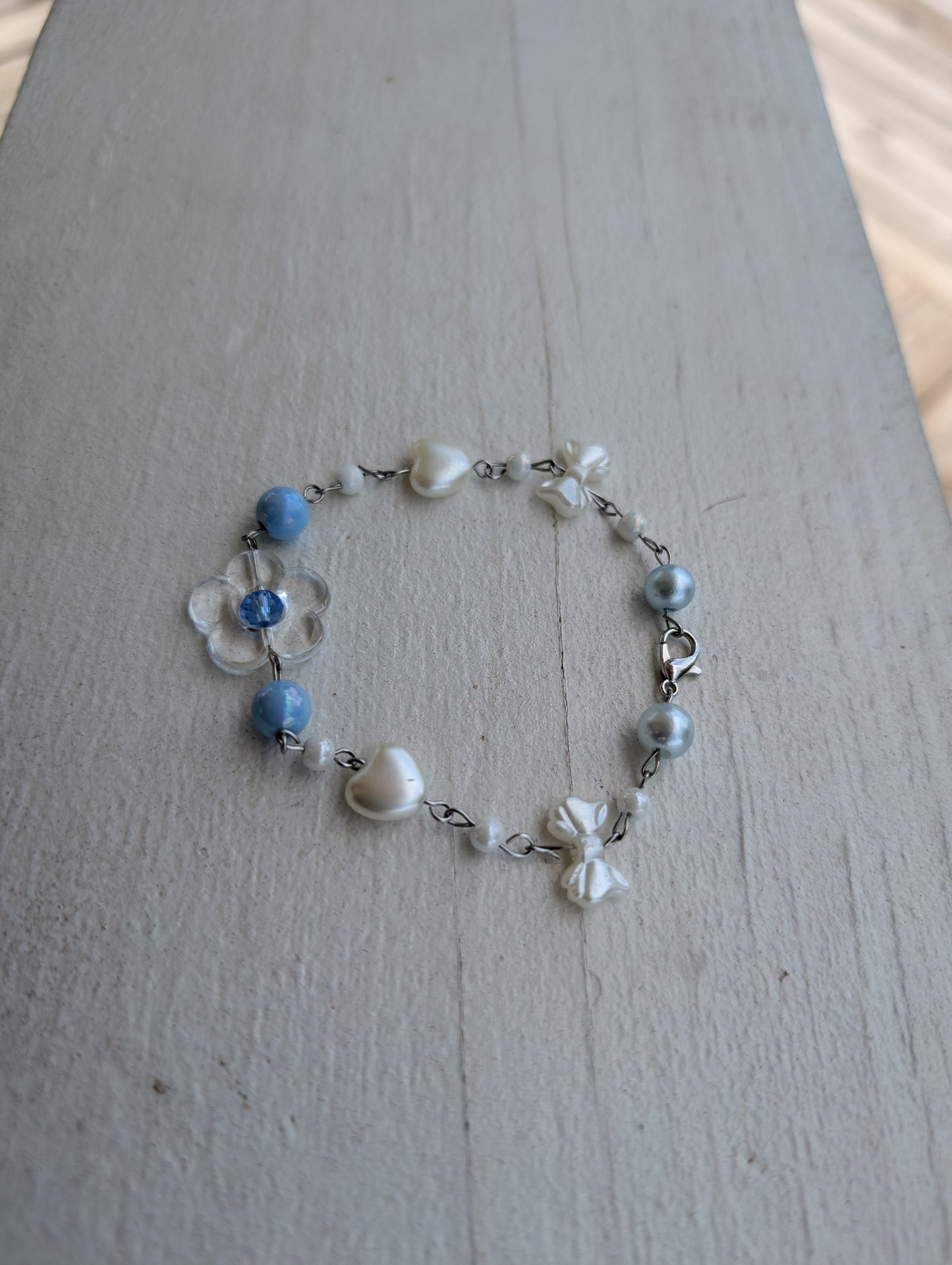 Clear Flower w/ Blue Bead