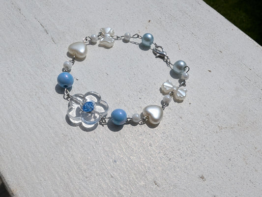 Clear Flower w/ Blue Bead