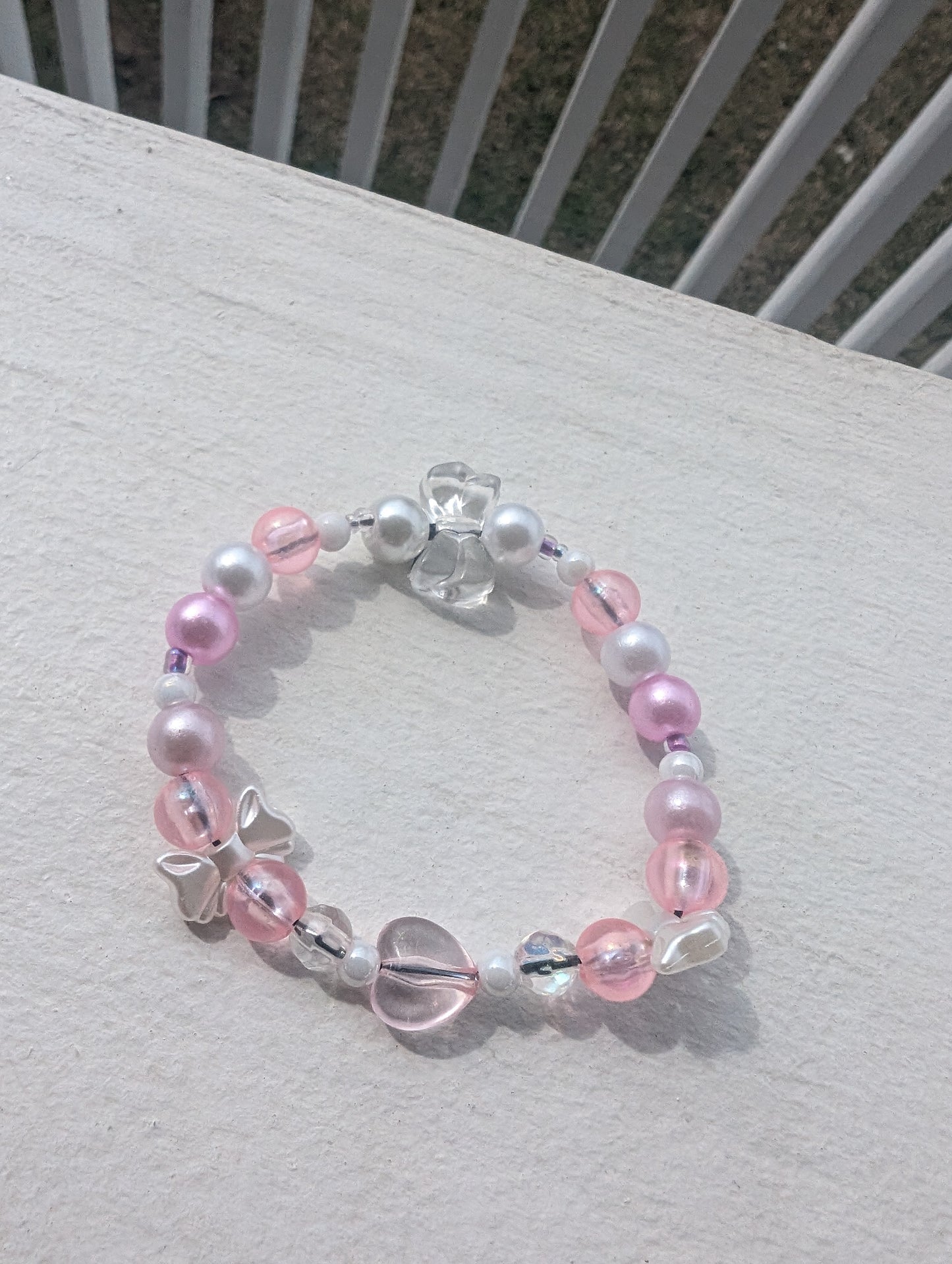 Pink Beads & White Bows