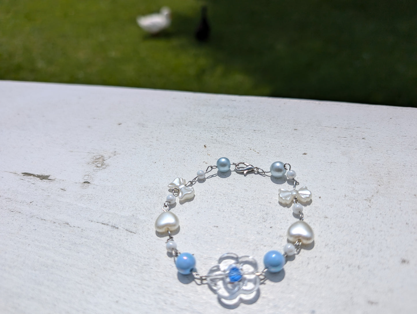 Clear Flower w/ Blue Bead